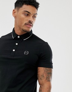 Поло черного цвета узкого кроя Armani Exchange-Черный