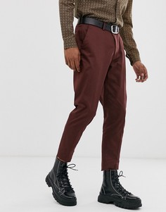 Бордовые хлопковые брюки скинни ASOS DESIGN wedding-Красный