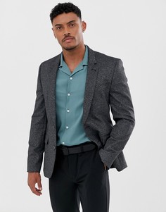 Серый фактурный приталенный блейзер ASOS DESIGN