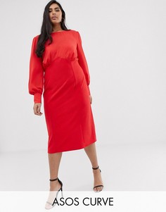 Тканое платье-футляр миди ASOS DESIGN Curve-Красный