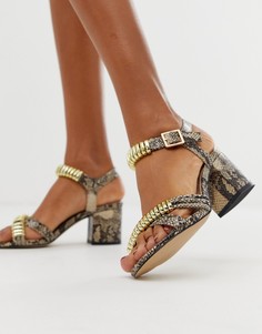 Асимметричные босоножки на блочном каблуке Carvela-Бежевый