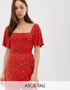 Сарафан с цветочным принтом и оборками ASOS DESIGN Tall-Мульти