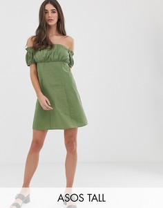 Платье мини с присборенным лифом ASOS DESIGN Tall-Зеленый