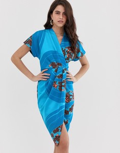 Драпированное платье-кимоно Closet-Синий