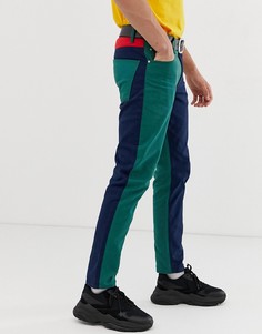 Узкие джинсы со вставками колор блок ASOS DESIGN-Синий