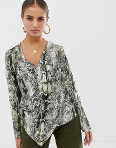 Топ с длинными рукавами и принтом под кожу змеи ASOS DESIGN-Мульти