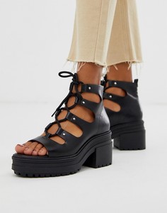 Черные сандалии на каблуке со шнуровкой ASOS DESIGN Sergio-Черный