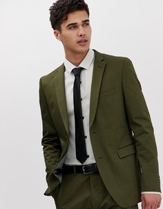 Приталенный пиджак цвета хаки Esprit-Зеленый