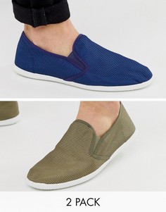 Набор из двух пар кед-слипонов темно-синего и защитного цвета Truffle Collection-Мульти