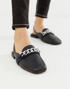 Черные лоферы с квадратным носком и цепочкой ASOS DESIGN Made-Черный