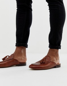 Светло-коричневые плетеные лоферы-слипоны с кисточками H by Hudson - Caradon-Светло-коричневый