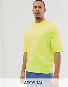 Выбеленная неоново-желтая футболка с рукавами длиной до локтя ASOS DESIGN Tall-Желтый