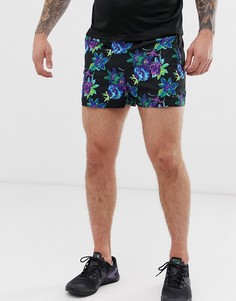 Спортивные шорты средней длины с цветочным принтом ASOS 4505-Черный