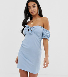 Сарафан со спущенными пышными рукавами ASOS DESIGN Petite-Синий