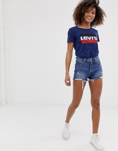 Шорты с завышенной талией и необработанным краем Levis 501-Синий Levis®