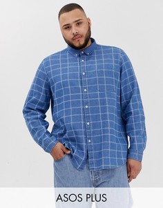 Джинсовая oversize-рубашка в клетку ASOS DESIGN Plus-Синий