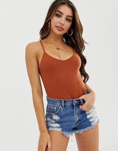 Трикотажное боди с узором ASOS DESIGN-Красный