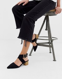 Черные туфли на среднем каблуке с ремешками на щиколотках RAID String-Черный