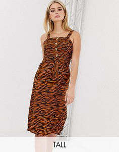 Платье миди с квадратным вырезом и тигровым принтом Missguided Tall-Мульти