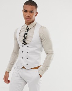 Серый эластичный жилет скинни из хлопковой ткани ASOS DESIGN wedding