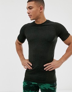 Эластичная футболка темного оттенка хаки New Look SPORT-Зеленый