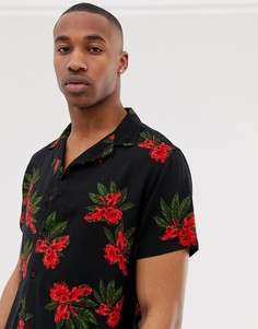 Красная рубашка с отложным воротником и цветочным принтом New Look-Красный