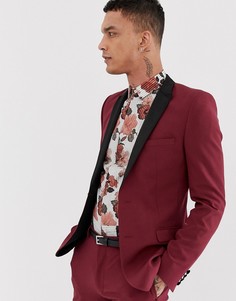 Бордовый супероблегающий пиджак-смокинг ASOS DESIGN-Красный