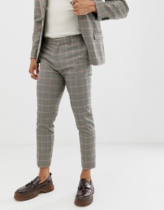 Коричневые брюки скинни в клетку ASOS DESIGN-Коричневый