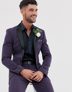 Фиолетовый свадебный супероблегающий пиджак под смокинг ASOS DESIGN