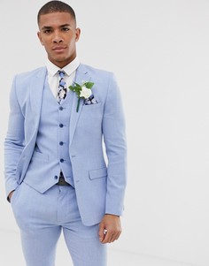 Голубой свадебный пиджак супероблегающего кроя ASOS DESIGN-Синий