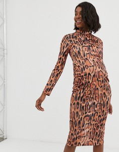 Облегающее платье с леопардовым принтом ASOS DESIGN-Мульти