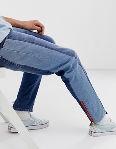 Синие выбеленные джинсы скинни со вставками ASOS DESIGN-Синий