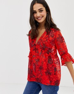 Блузка с цветочным принтом и цветочным узором Only-Красный