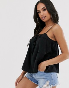 Топ на бретелях со шнуровкой ASOS DESIGN-Черный