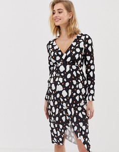 Платье миди с принтом и длинными рукавами ASOS DESIGN Maternity-Мульти