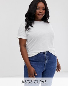 Белая футболка с отворотами на рукавах ASOS DESIGN Curve-Белый