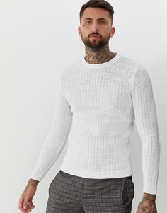 Белый обтягивающий джемпер из вафельного трикотажа ASOS DESIGN