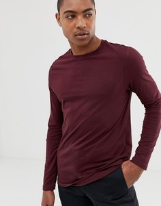 Бордовый лонгслив из органического хлопка с круглым вырезом ASOS DESIGN-Красный