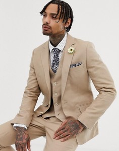 Однотонный приталенный пиджак с добавлением льна Gianni Feraud Wedding-Серый