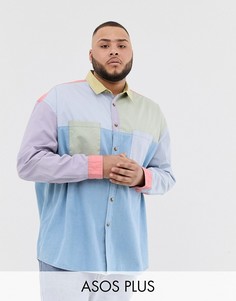 Джинсовая oversize-рубашка в стиле 90-х со вставками ASOS DESIGN-Мульти