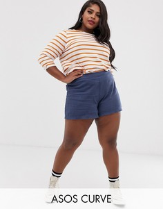 Шорты с молнией ASOS DESIGN Curve-Темно-синий