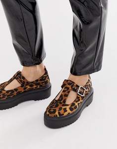 Туфли на массивной плоской подошве с леопардовой отделкой ASOS DESIGN Motivator-Мульти