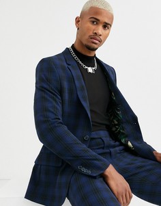 Темно-синий приталенный пиджак ASOS DESIGN