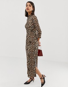 Платье-рубашка с леопардовым принтом River Island-Мульти