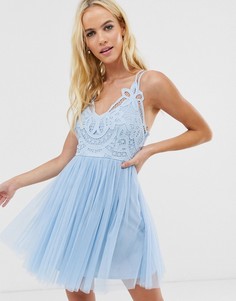 Платье мини с кружевным лифом на бретелях ASOS DESIGN Premium-Синий