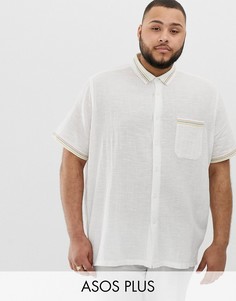 Фактурная oversize-рубашка с отделкой кантом ASOS DESIGN Plus-Кремовый