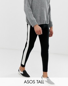 Черные трикотажные джоггеры с полосками ASOS DESIGN Tall-Черный