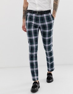 Зеленые супероблегающие брюки в клетку River Island-Зеленый