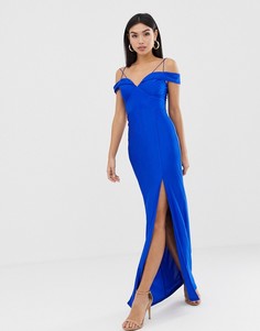 Платье макси с бретельками и разрезом сбоку AX Paris-Синий