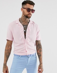 Розовая рубашка из вискозы классического кроя ASOS DESIGN-Розовый
